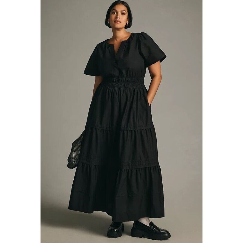 Anthropologie Black Tiered Maxi Dress - Picture 3 of 14